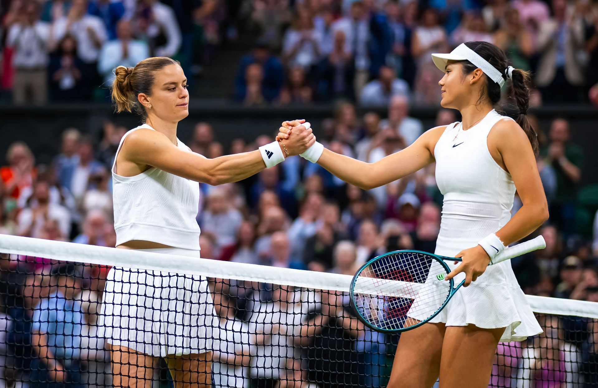 Maria Sakkari (left) and Emma Raducanu (right) at the 2025 Wimbledon Championships (Source: Getty)